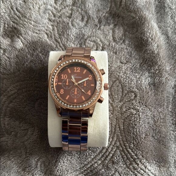 Geneva Rose Gold Women's Watch with Orange Dial - Picture 3 of 8